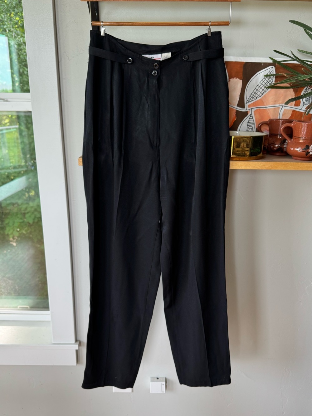 Vintage 80s 90s David Dean Black High Waist Tapered Dress Pants Vtg Sz 12